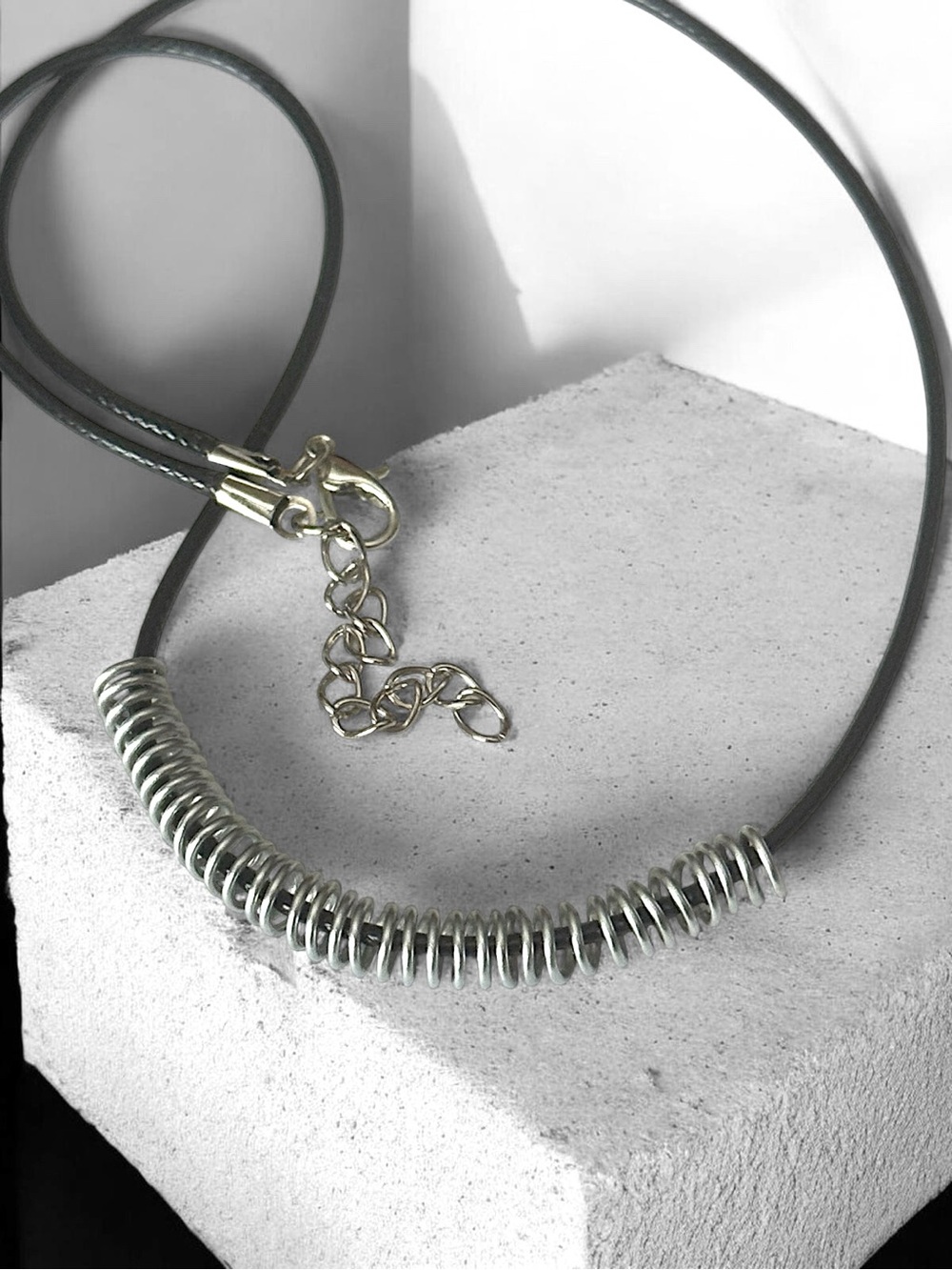 5 For $25💫Alternative Long Silver Coil Pendant Necklace